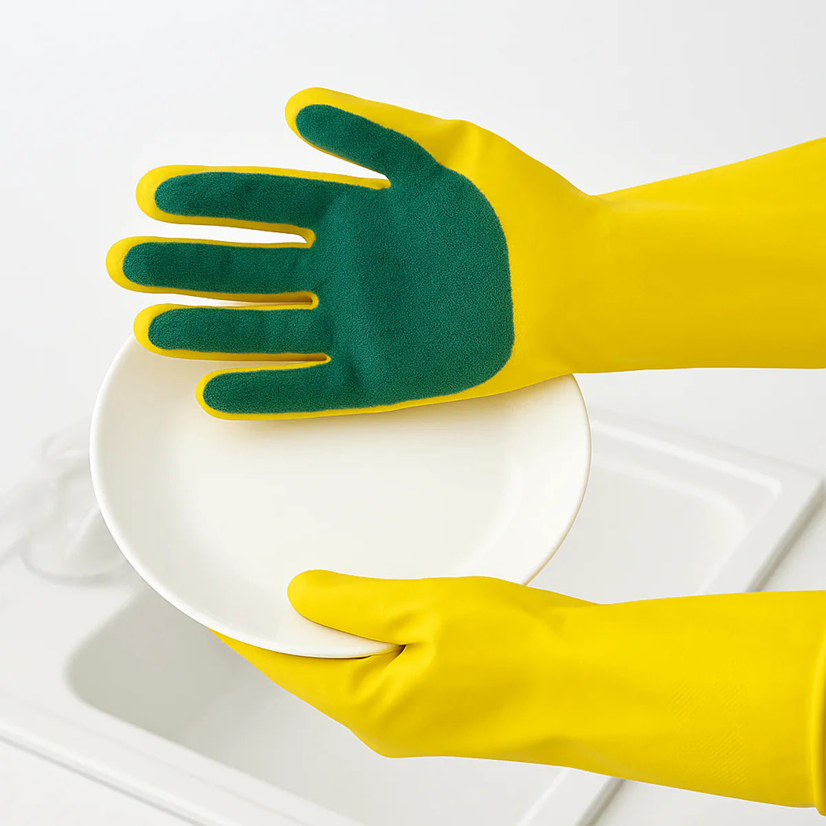 Cleaning Gloves with Built-In Sponge - Heavy-Duty & Multi-Purpose Scrubber Gloves