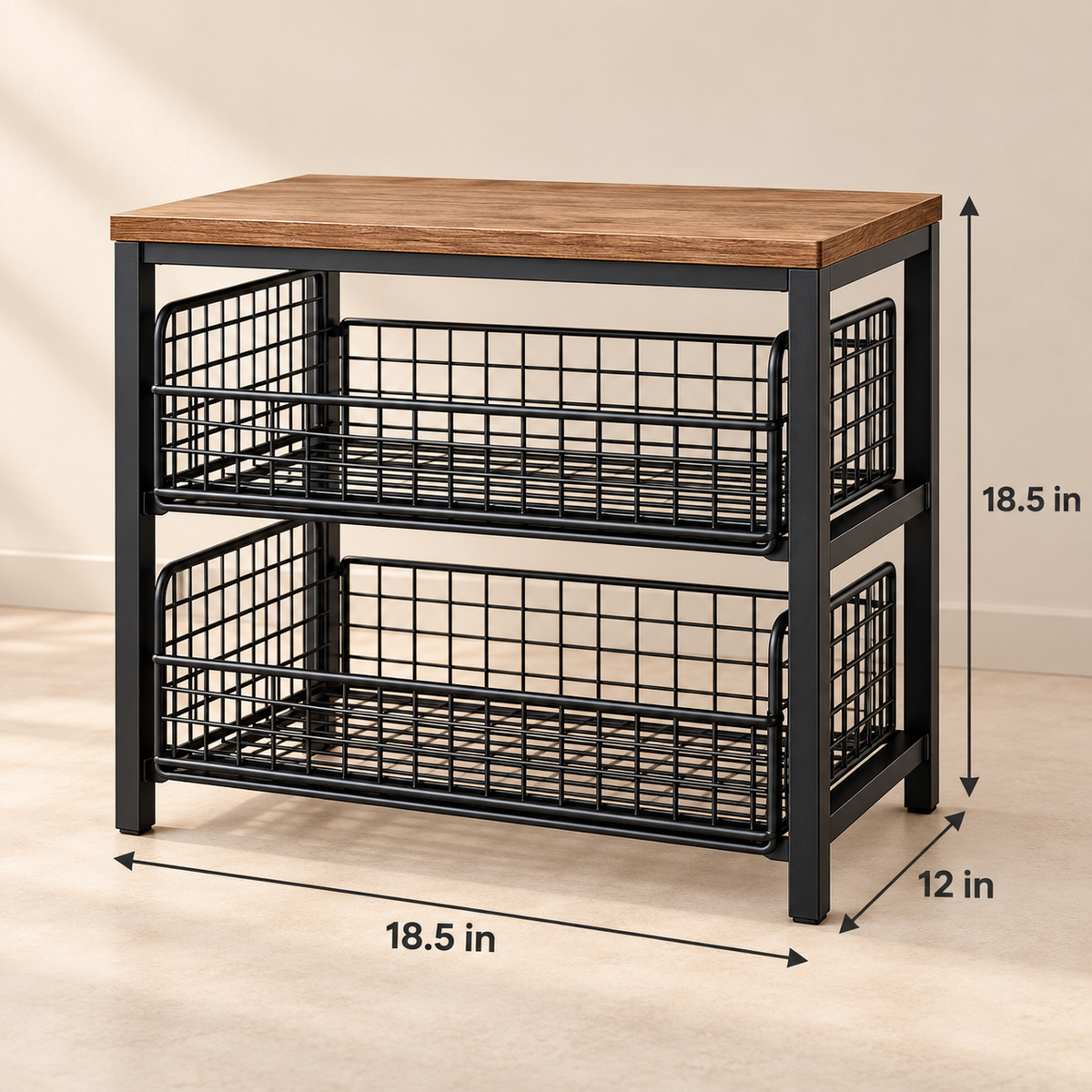 2-Tier Pull-Out Wire Basket Kitchen Countertop Organizer