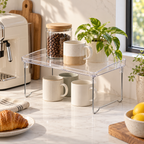 Clear Acrylic Countertop Storage Rack – Foldable Multipurpose Organizer Shelf