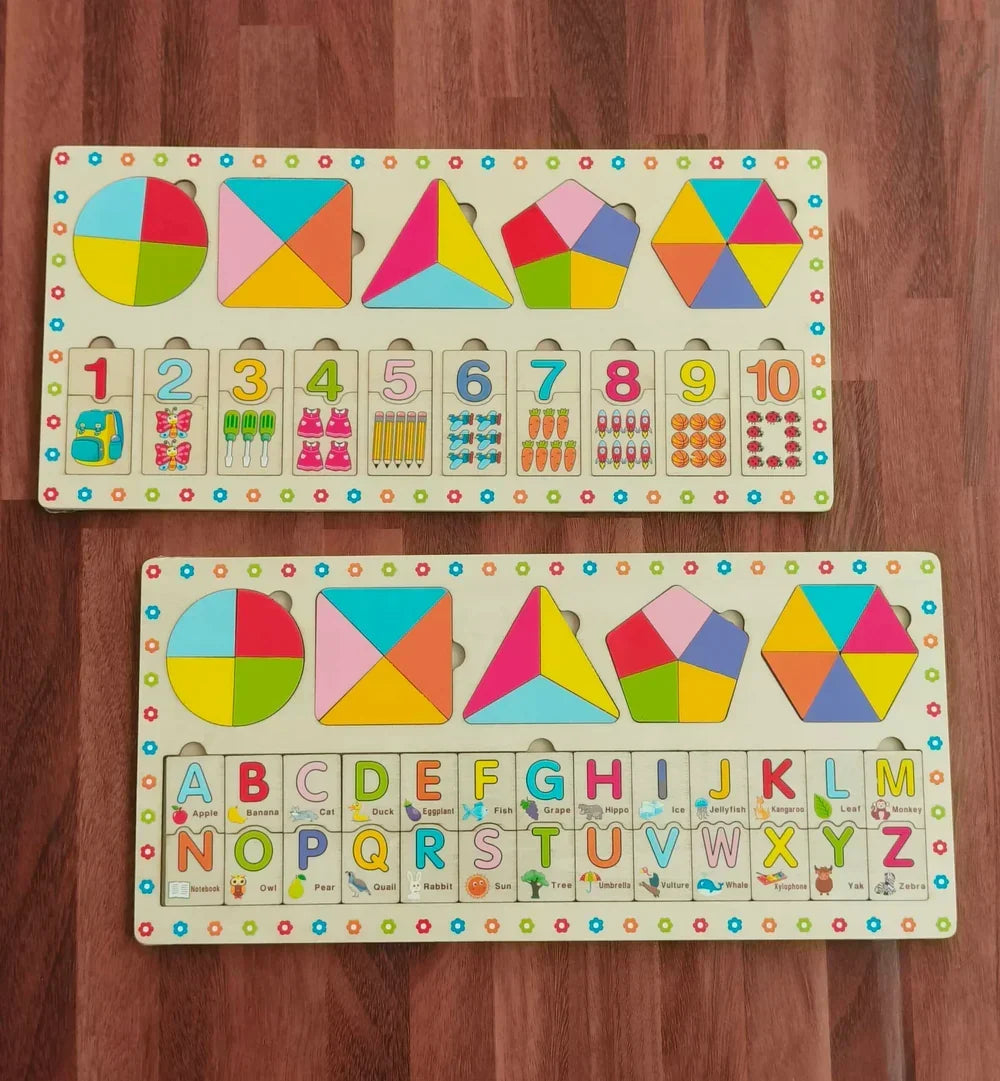 Shape & Alphabet Matching Board – Montessori Wooden Puzzle for Toddlers!