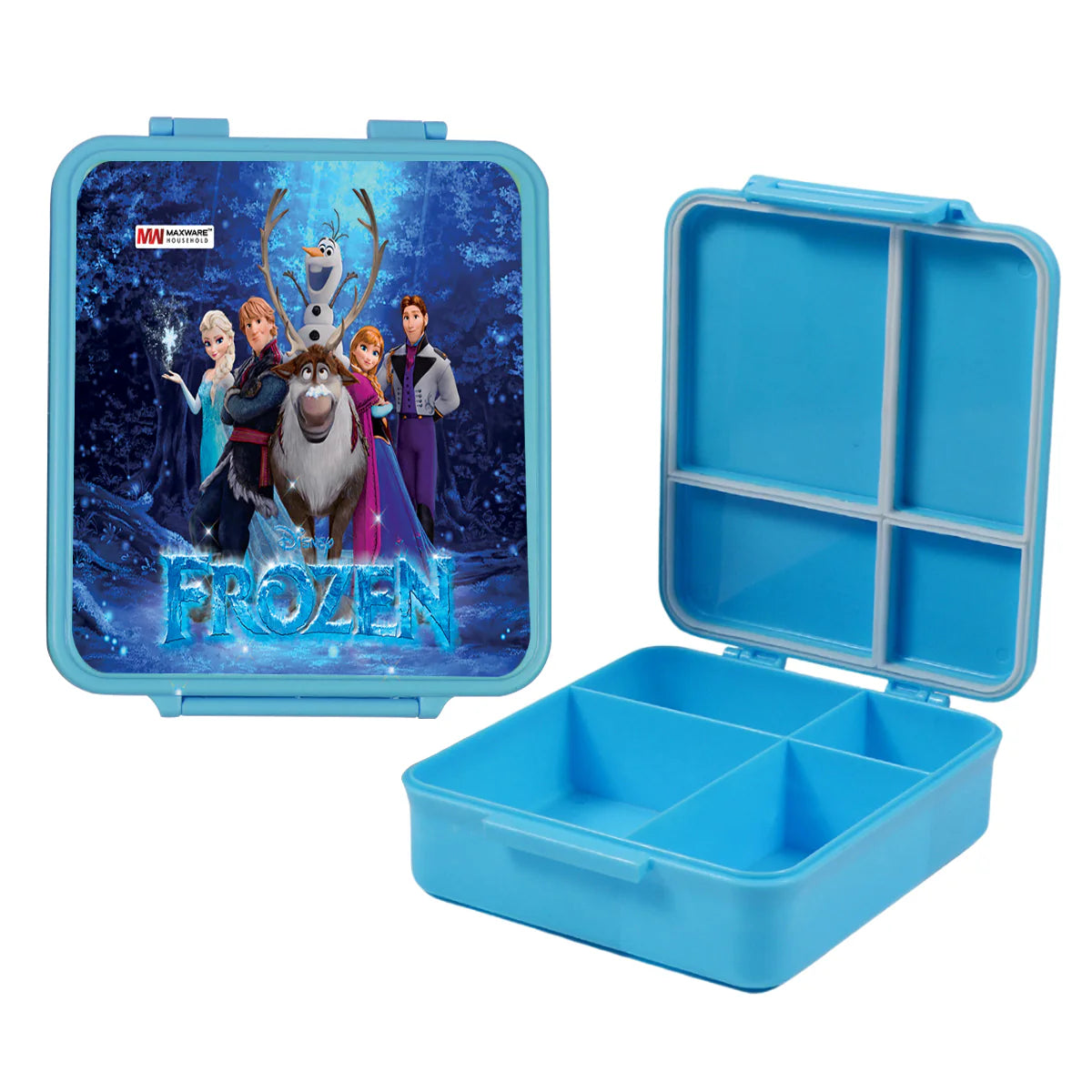 1pc Kids Munch Box – 4-Compartment Bento Lunch Box with Cartoon Prints