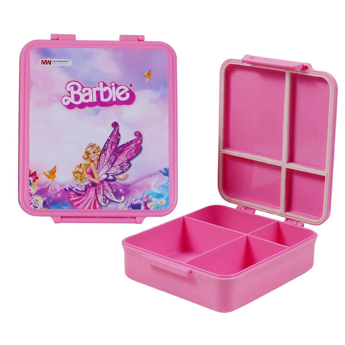 1pc Kids Munch Box – 4-Compartment Bento Lunch Box with Cartoon Prints