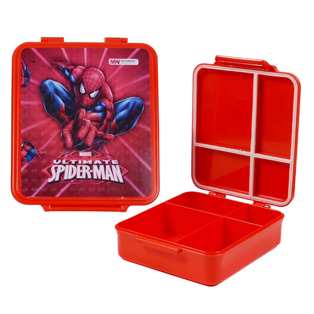 1pc Kids Munch Box – 4-Compartment Bento Lunch Box with Cartoon Prints