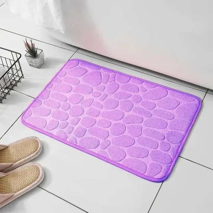 Embossed Fiber Carpet - Anti-Slip Pebble Floor Mat for Bathroom & Living Room