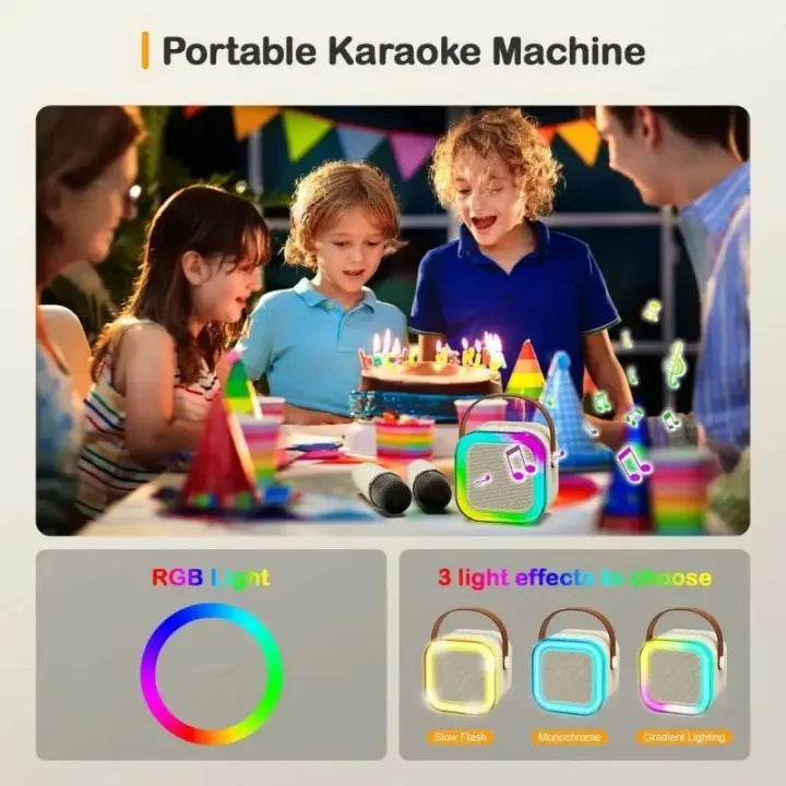 K12 Bluetooth Karaoke Speaker with Wireless Microphones - Portable 5.3 PA System for Home Singing,