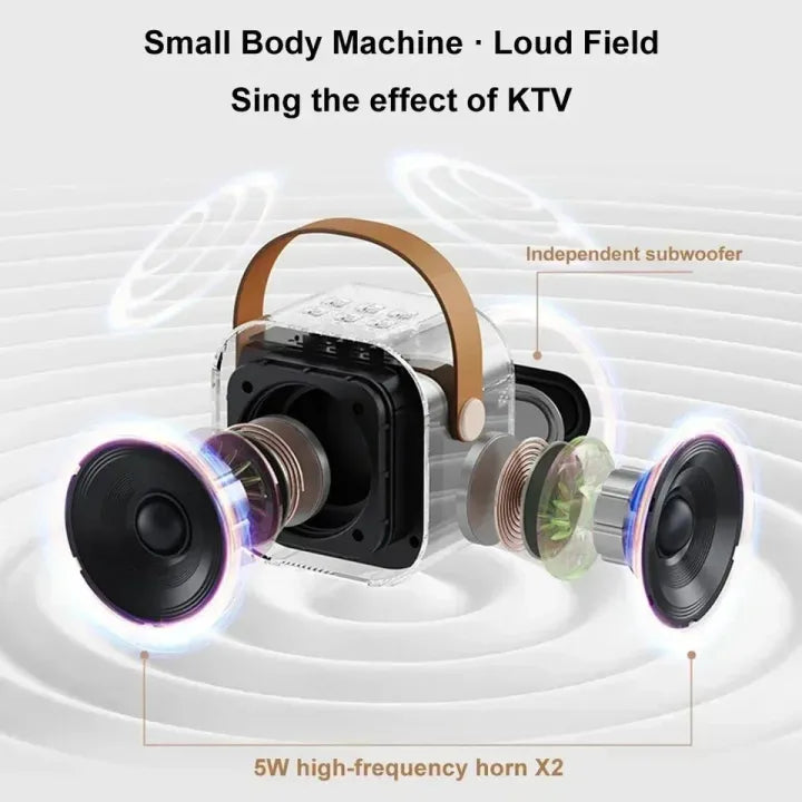 K12 Bluetooth Karaoke Speaker with Wireless Microphones - Portable 5.3 PA System for Home Singing,