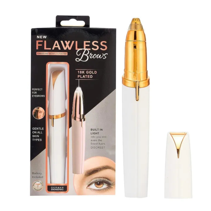 Flawless Eyebrow & Facial Hair Remover - Rechargeable Painless Trimmer with LED Light for Women