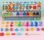 Montessori Math Busy Board – Wooden Counting, Shapes & Fishing Puzzle Toy!