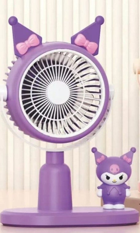 Keep Smiling Kuromi USB Desktop Fan – Portable, Rechargeable, and Adorably Cool!