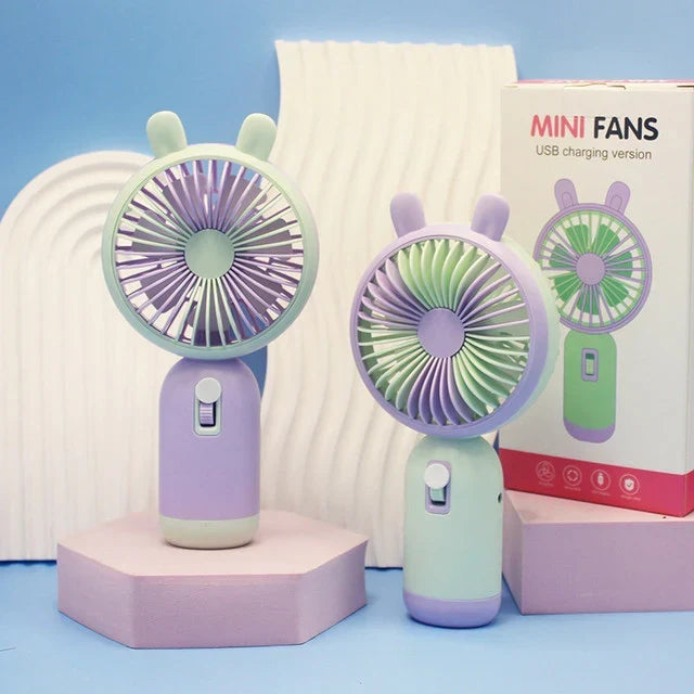 Keep Smiling Bunny Ears Mini Handheld Fan – Portable, Cute & Cool!