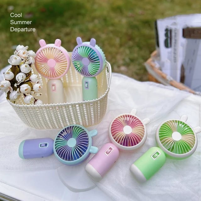 Keep Smiling Bunny Ears Mini Handheld Fan – Portable, Cute & Cool!