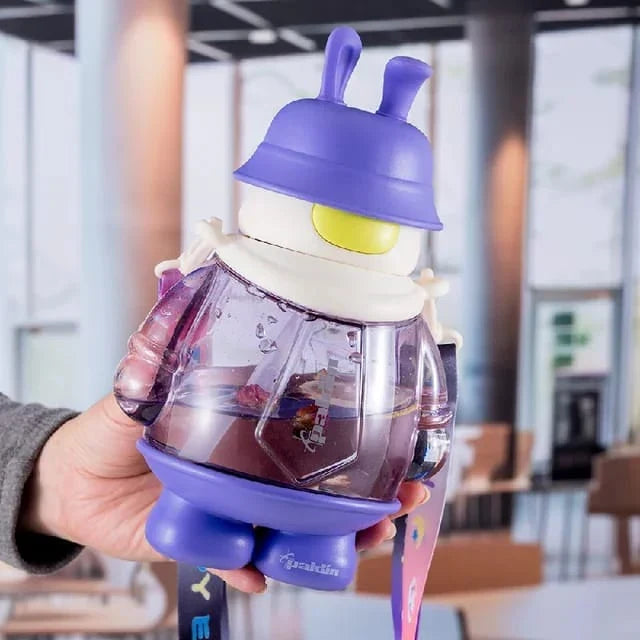Keep Smiling 800ml BPA-Free Sipper Bottle – Leakproof Kids Water Bottle with Strap!