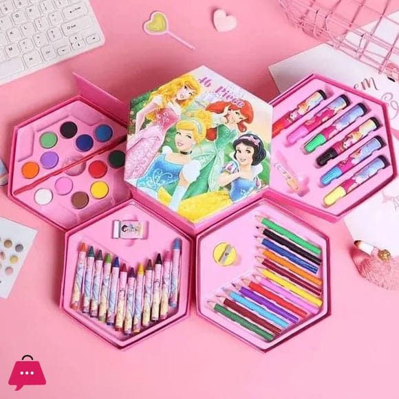 Hexagonal Art Master Box – 46-Piece All-in-One Coloring Kit for Kids