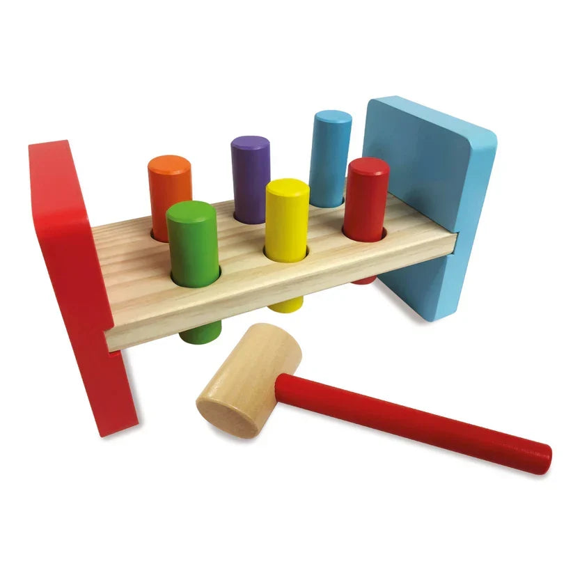 Wooden Desktop Punching Game – Interactive Educational Toy with Hammer & Colorful Pegs!