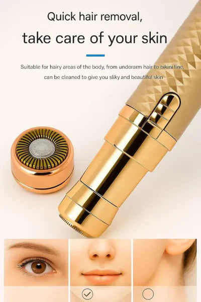 Wiscobuy 2-in-1 Hair Removal Machine - Facial & Body Painless Trimmer with LED Light (Gold/White/Black)