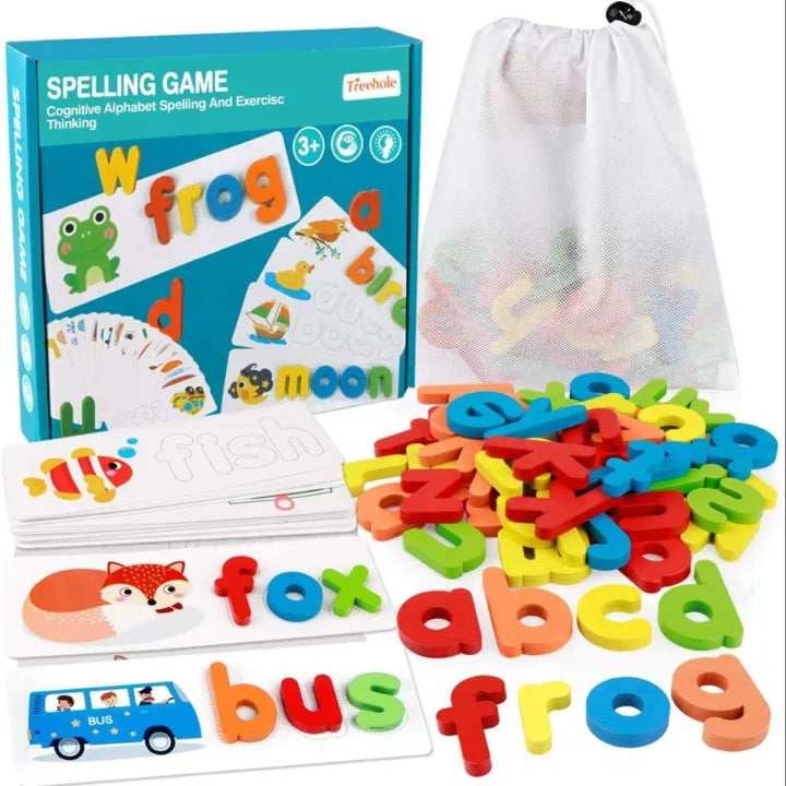 Keep Smiling Spelling Educational Toy – Wooden Alphabets & Sight Words for Kids!
