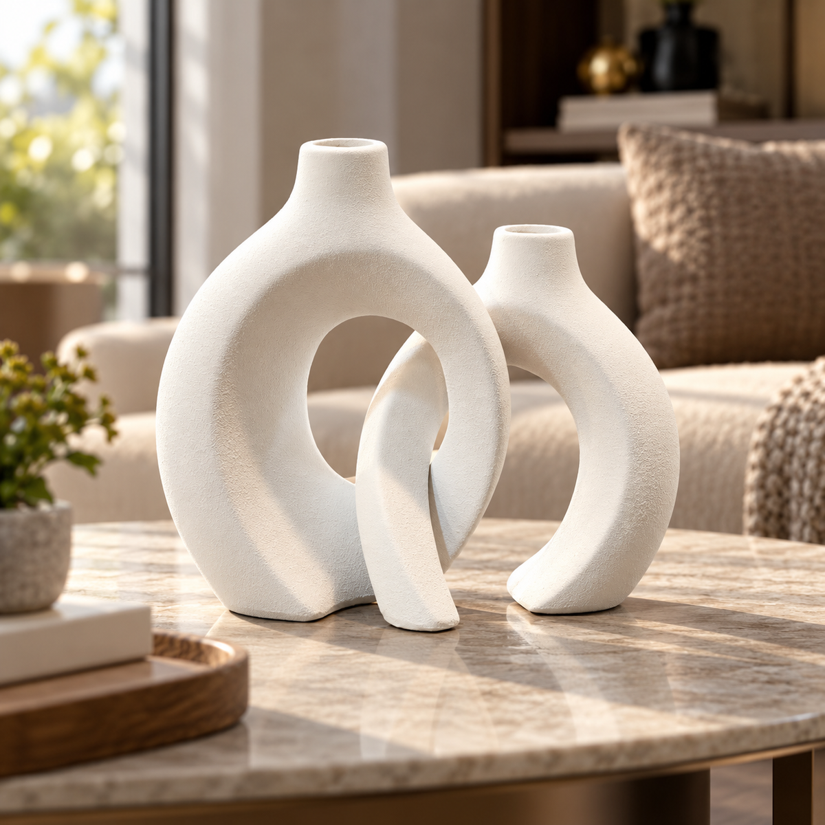 Modern Abstract Loop Decorative Vase Set – 2 Pieces
