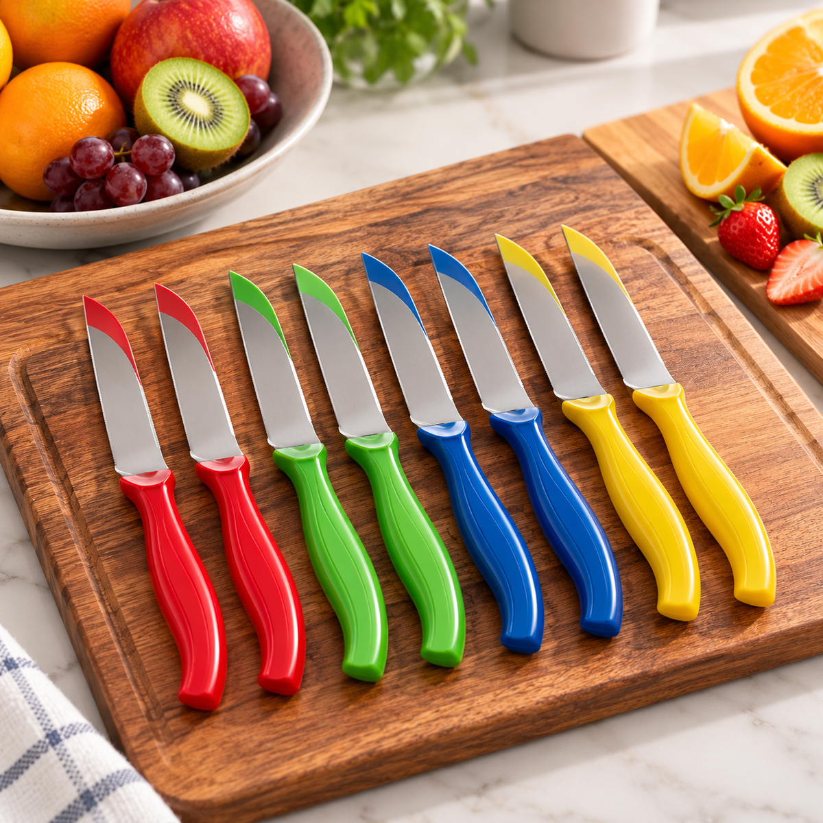 8-Piece Colored Handle Stainless Steel Knife Set