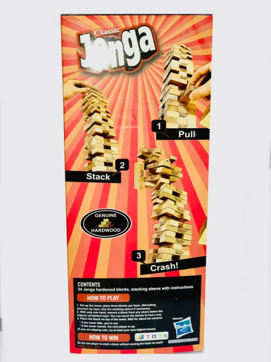 Hasbro Original Jenga Classic Game - High-Quality Wooden Block Stacking Game for Kids & Adults