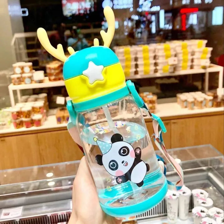 Cartoon Kids Sipper Water Bottle – 600ML BPA-Free, Portable Straw Bottle for School & Outdoor!