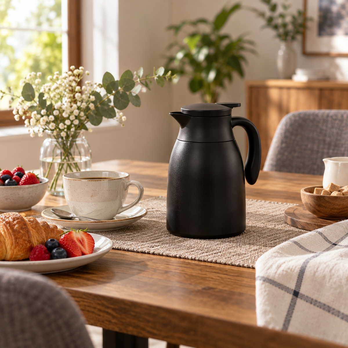 500ml Black Insulated Thermos Jug – Hot & Cold Vacuum Flask