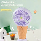 Keep Smiling Tropical Fruits Cone Ice Cream Fan – Portable Handheld Cooler!