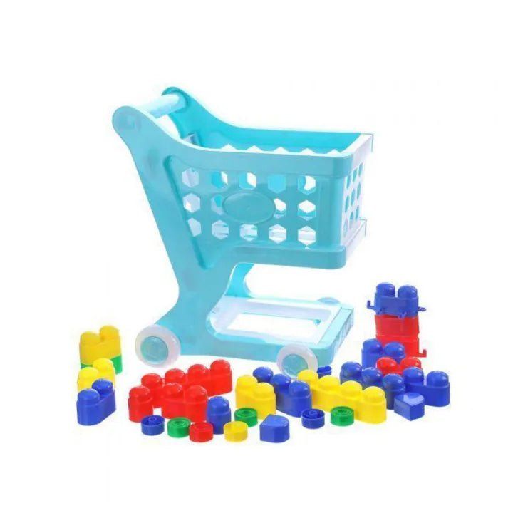 Mini Shopping Cart & Building Blocks Playset – 100-Piece Creative Fun for Kids!
