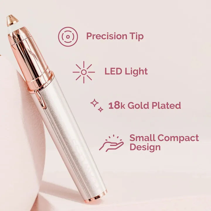 Flawless Eyebrow & Facial Hair Remover - Rechargeable Painless Trimmer with LED Light for Women