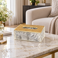 Luxury Crystal-Look Tissue Box with Textured Gold Top