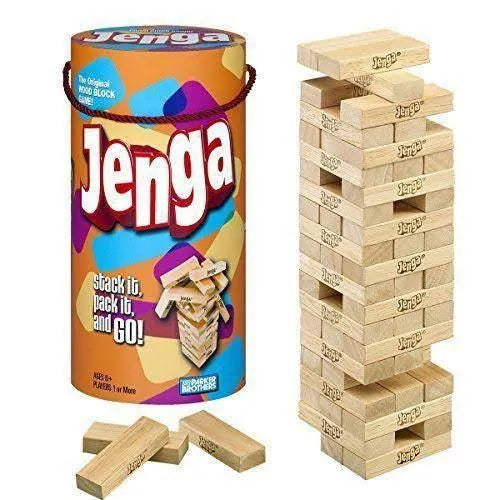 Hasbro Jenga Classic Game (Model 53557) - Original Wooden Block Stacking Family Game for Kids & Adults Ages 6+