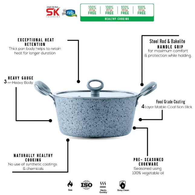SK Signature Casserole - High Quality Non-Stick Marble Coating Handi (All Sizes Available)