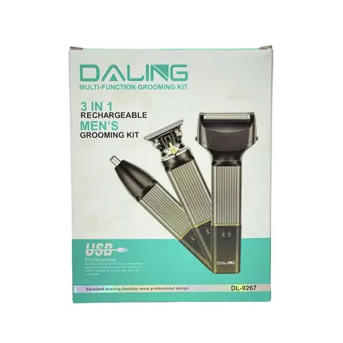 DALING DL-9267 3-in-1 Rechargeable Hair Clipper - All-in-One Grooming Kit for Men