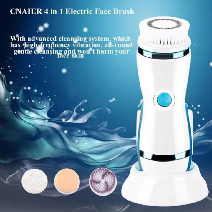 4-in-1 Facial Cleansing Brush - Electric Sonic Vibration Face Massager & Makeup Brush