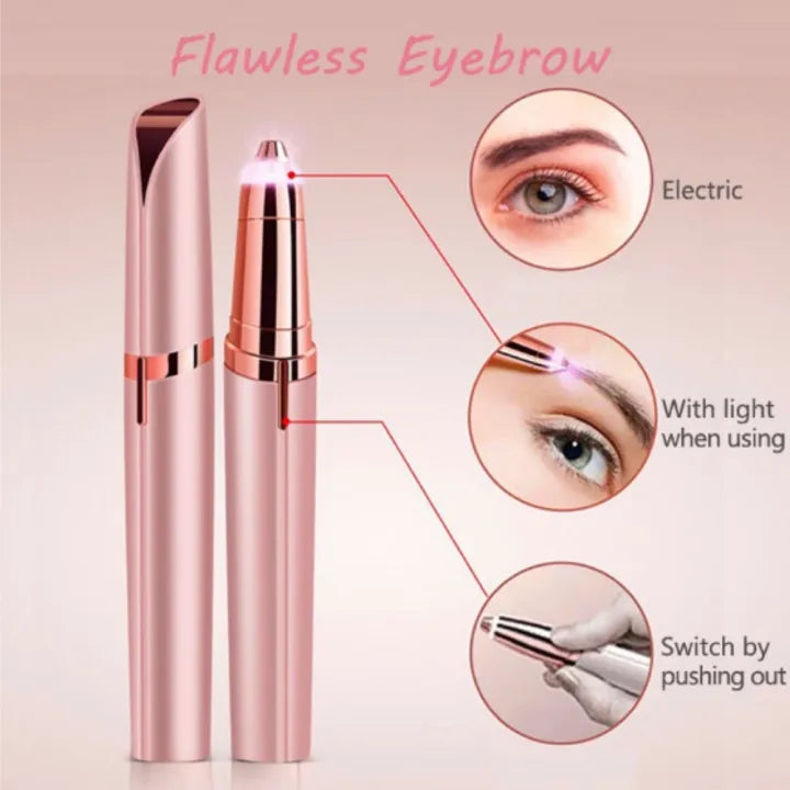 Flawless Eyebrow & Facial Hair Remover - Rechargeable Painless Trimmer with LED Light for Women