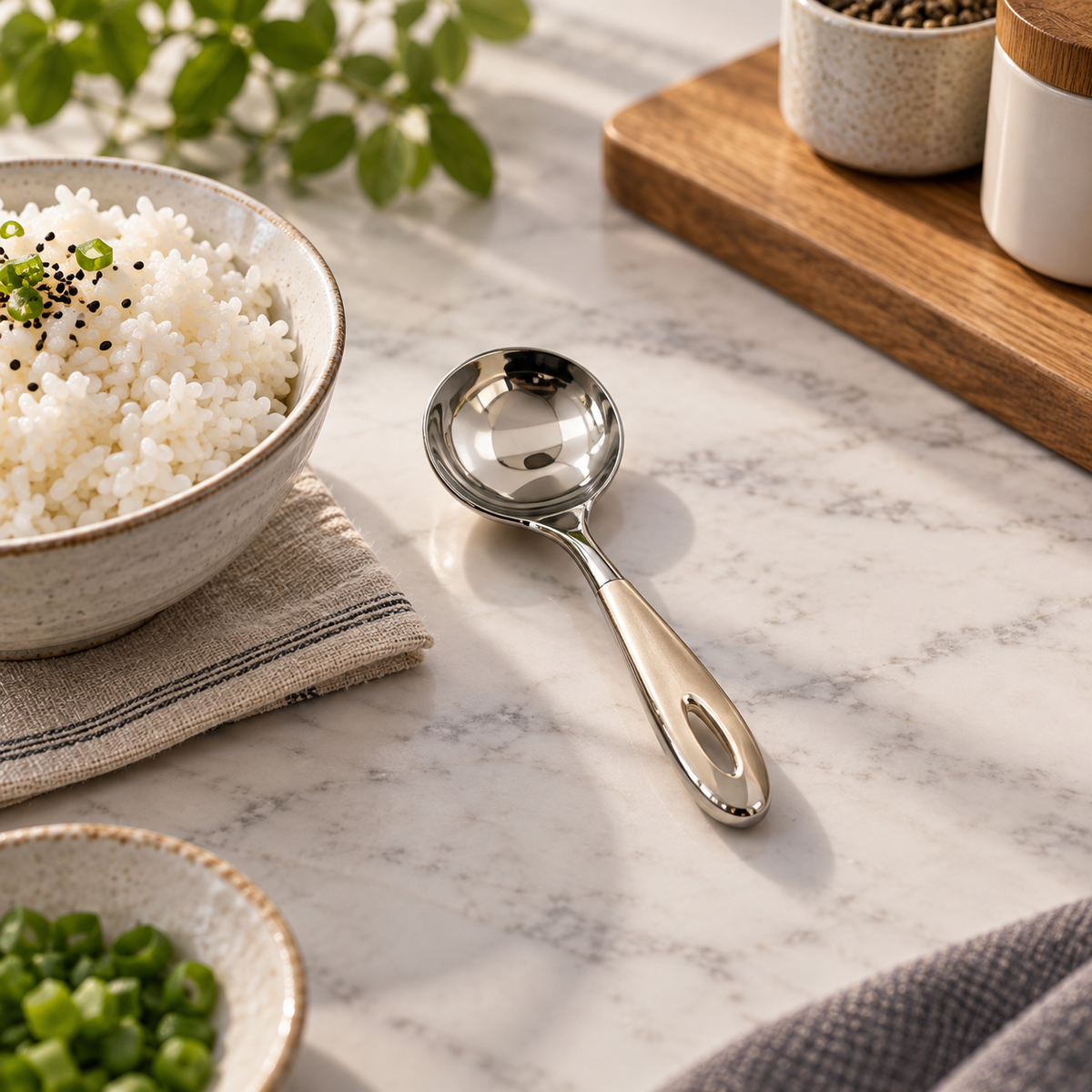 Prestige Short Rice Serving Spoon with Teardrop Handle