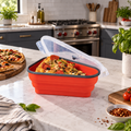 Collapsible Silicone Pizza Storage Container with Locking Lid