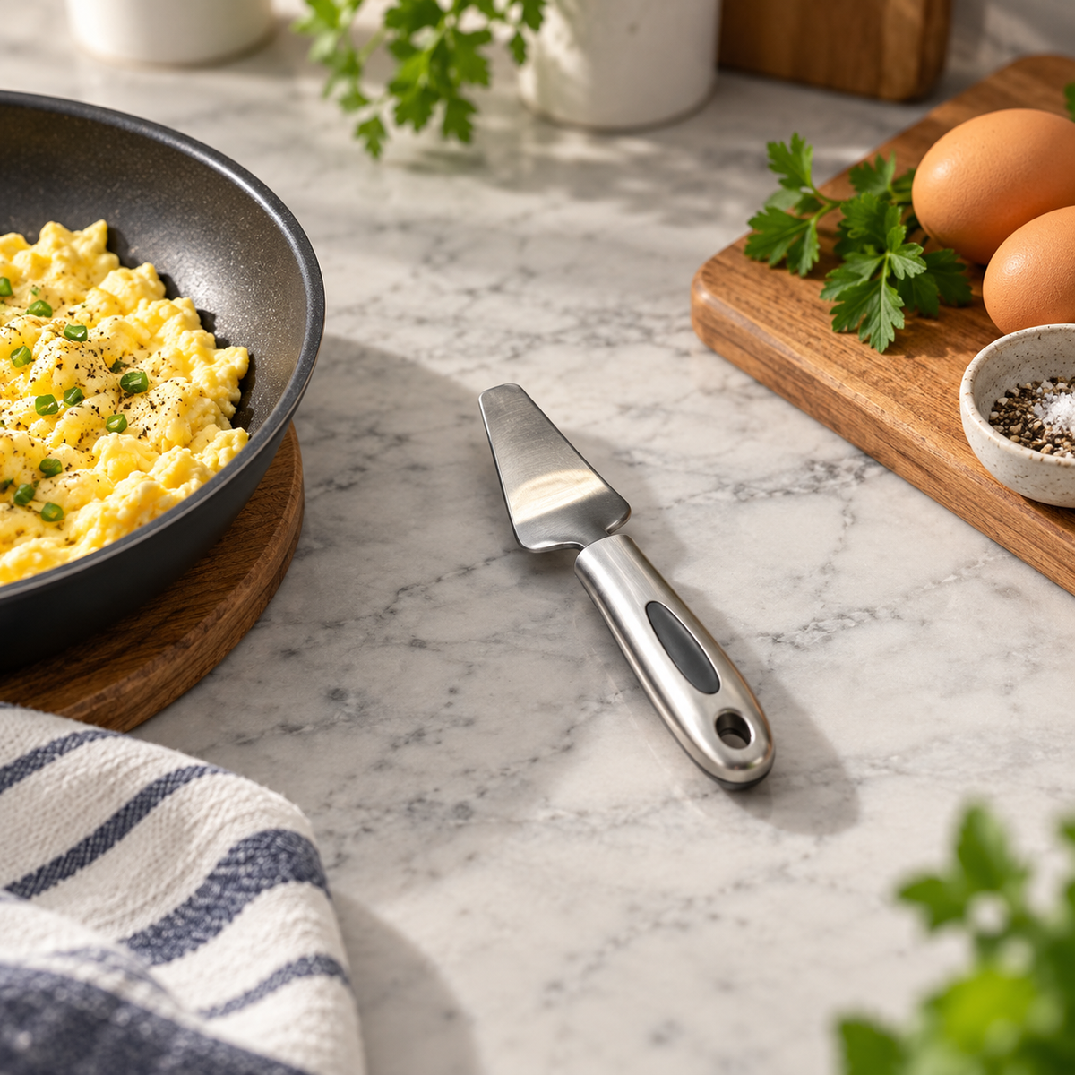 Prestige Grooved Egg Scraper with Teardrop Handle