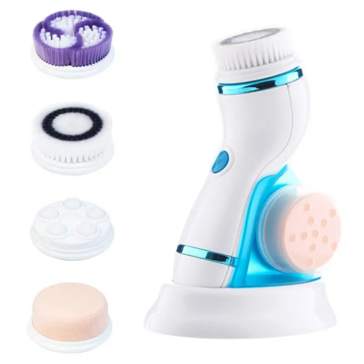 4-in-1 Facial Cleansing Brush - Electric Sonic Vibration Face Massager & Makeup Brush