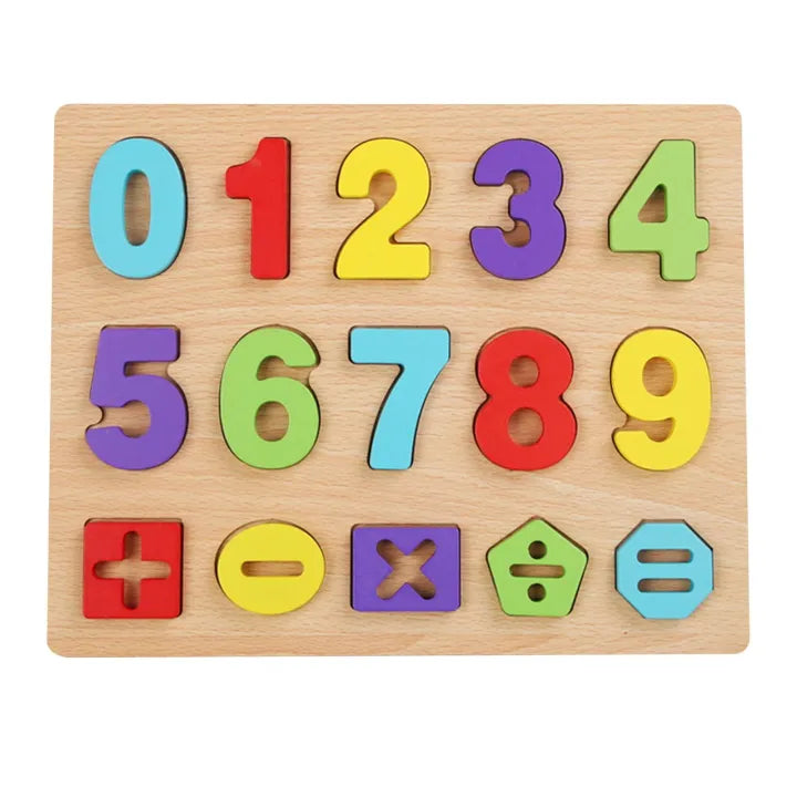4-in-1 Wooden Learning Board – Letters, Numbers, Shapes & Puzzles for Kids!