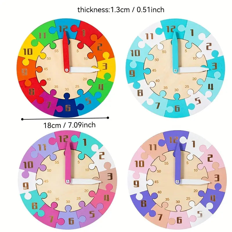 Wooden Educational Clock Puzzle – Time Learning Toy for Kids!