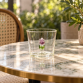 Clear Flare-Shaped Drinking Glass with Pink Flower Accent