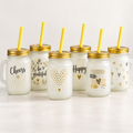 Frosted Mason Jar Mug with Lid & Straw – 450ml
