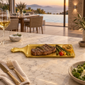Gold-Finish Rectangular Grilling & Serving Plate with Handle