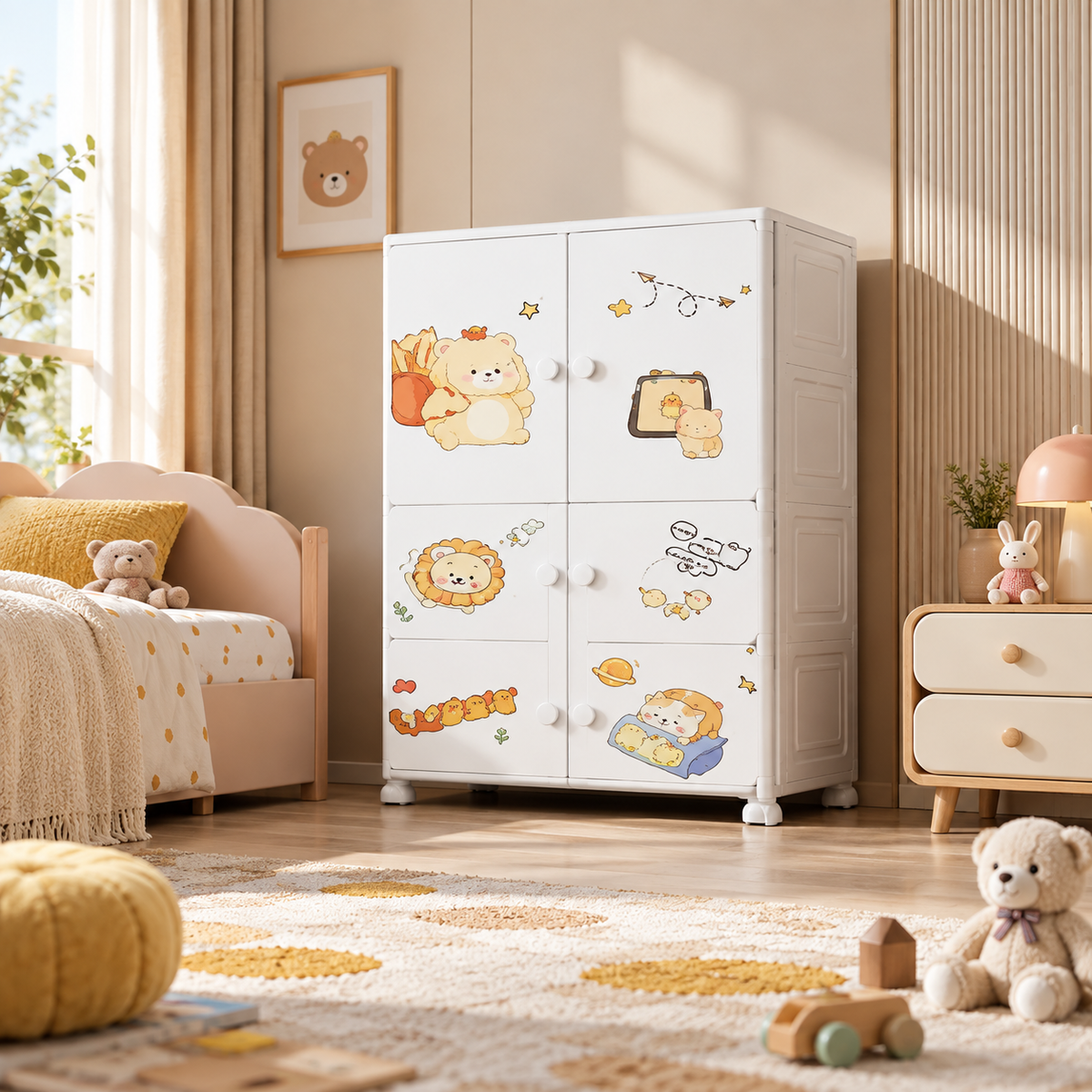 Wide Kids Storage Cupboard – 1 Large and 2 Small Doors