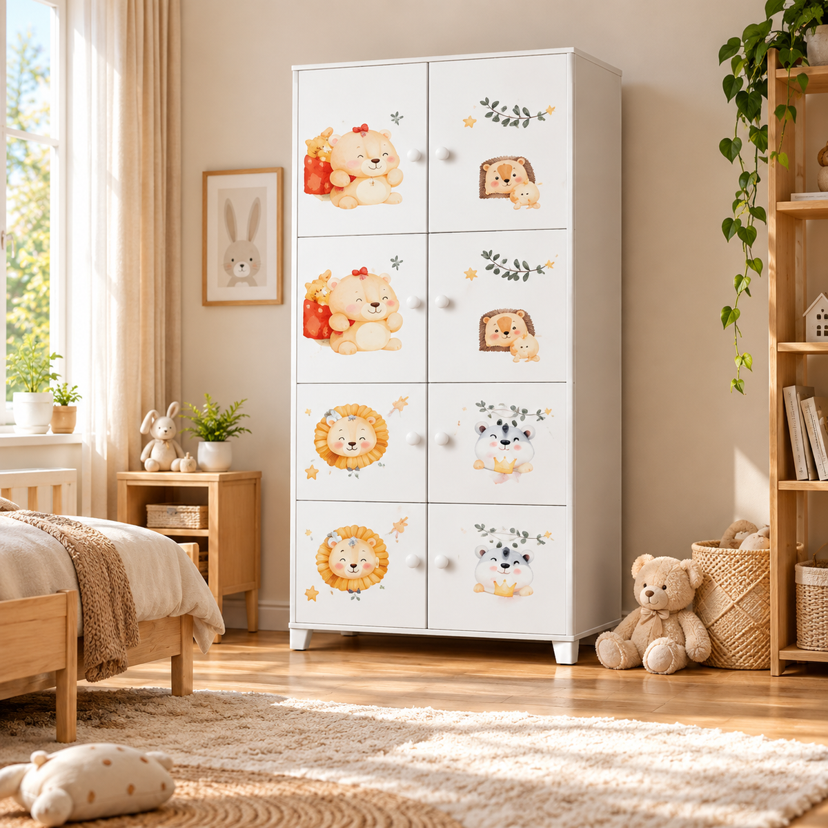 Wide Kids Storage Cupboard – 2 Large and 2 Small Doors