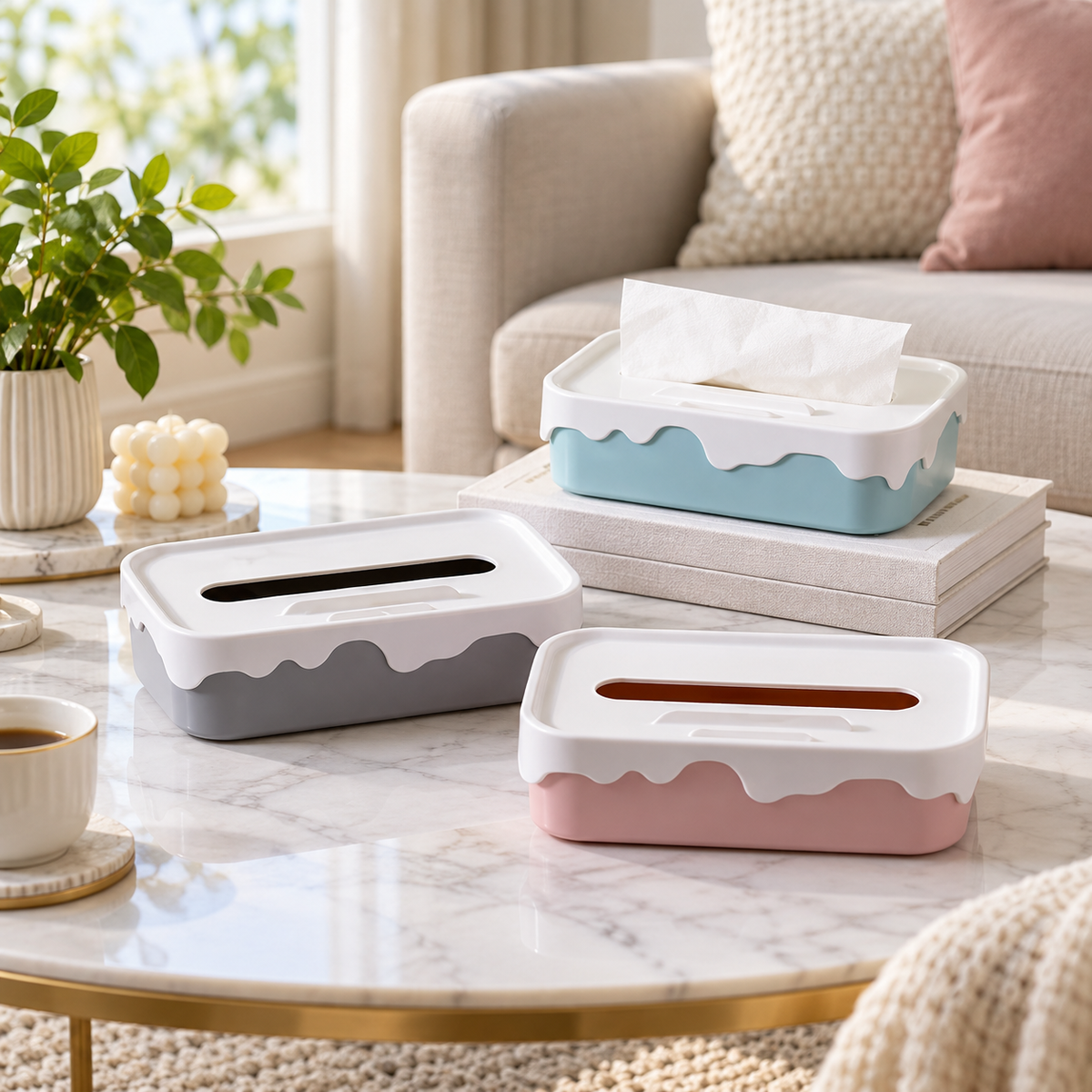 Ice Cream Melt Design Tissue Box Holder