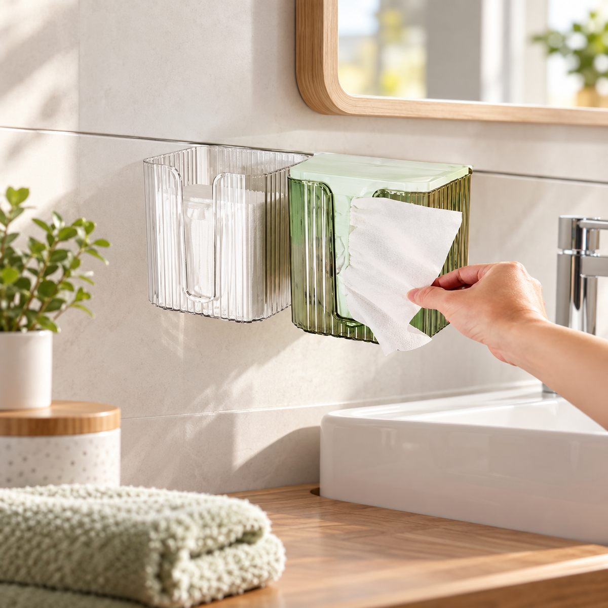 Wall-Mounted Tissue Box and Paper Dispenser