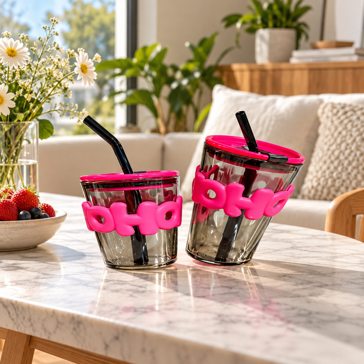 HOHO 350ml Glass Drinking Cup