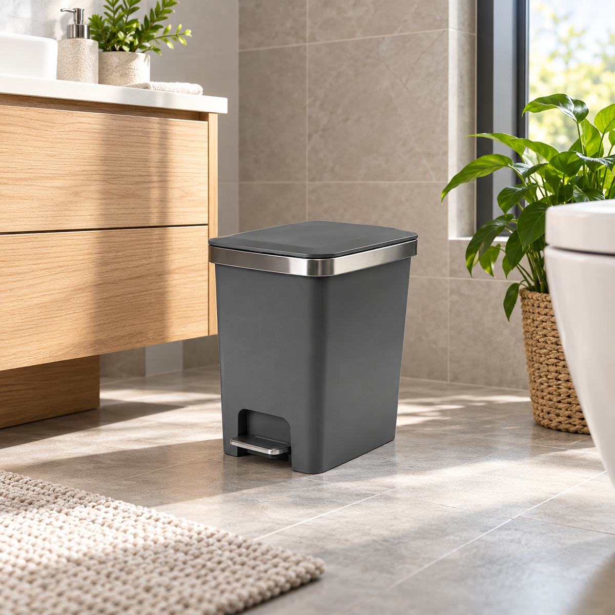 10L Pedal Waste Bin with Steel Border