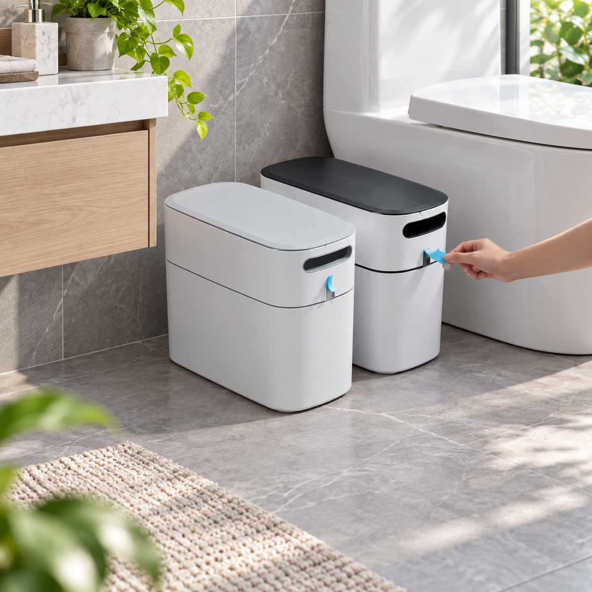ECOCO 12L Slim Narrow Waste Bin – Grey